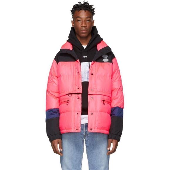 NWT Off-White Neon Pink Puffer Down Quilted Jacket Small - Virgin Abloh Unisex - Picture 6 of 17